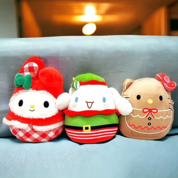 Squishmallow Plush Hello Kitty Friends 8" Christmas Cinnamoroll & My Melody Set - Picture 4 of 6